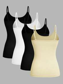 SHEIN EZwear 4件套休闲简约吊带背心，适合夏季穿着 - 彩色 - 查看 2