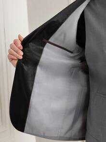Officeau Set de 3 piezas de traje formal de negocios de hombre, compuesto por chaqueta, chaleco y pantalones, en unicolor y corte slim fit, para vestimenta formal de trabajo - Gris Claro - Ver 8