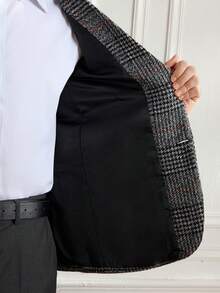 Officeau 男士格子西装，婚礼礼服，休闲西装外套 - 深灰色 - 查看 8