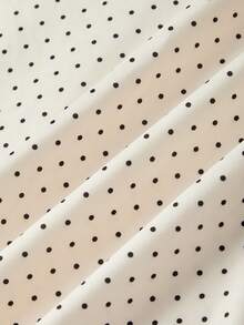 Sweetness Đầm cổ chữ V màu be chấm bi lãng mạn cổ điển, vạt bất đối xứng, thích hợp cho kỳ nghỉ. - Màu be - Xem 10