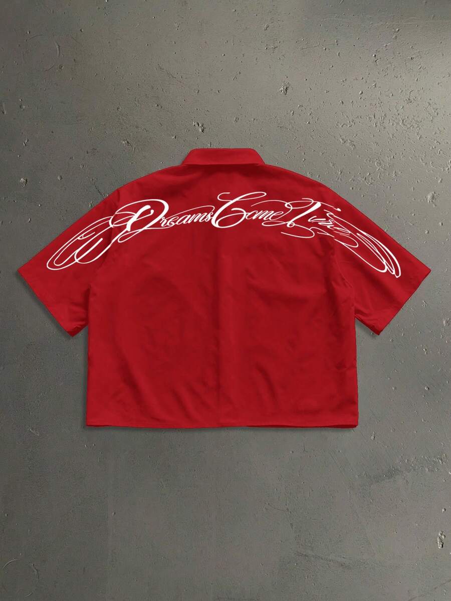 StoneGrade Camisa de manga corta casual con estampado all-over para hombre - Rojo - Ver 1