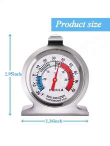 1Pc Stainless Steel Large Dial Refrigerator Thermometer, -20°C~20°C/-20°F~80°F, Battery Free, Non-Contact, Easy To Read Refrigerator And Freezer Temperature, Suitable For Refrigerators And Freezers - Multicolor - View 4