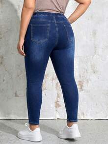 EMERY ROSE Plus Size Women Casual Everyday Wear Jeans With Pockets - Dark Wash - View 5