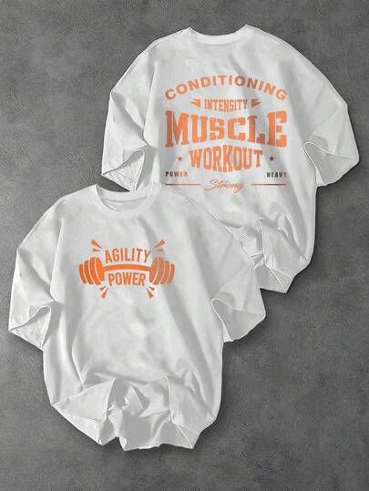 Sport MetroGents Áo thun và áo ba lỗ thể thao nam tay ngắn cổ tròn in chữ, kiểu dáng thường ngày, thích hợp cho mùa hè.