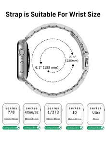 2条不锈钢金属表带+TPU保护壳，可调节表带，兼容苹果手机Series 10/9/8/7/6/5/4/3/2/1，尺寸可选38mm/40mm/41mm/42mm/44mm/45mm/46mm/49mm，男女皆宜，商务、户外、旅行、送礼、时尚、日常装饰皆可。 - 銀色 - 查看 11