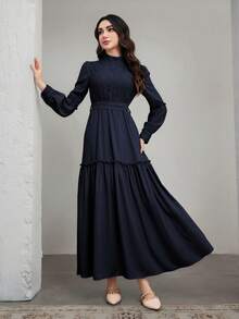 Graceveil Đầm ren phối màu trơn thanh lịch dành cho nữ, thích hợp mặc đi làm. - Màu xanh hải quân - Xem 8