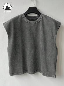 PAVTROS Manfinity Streetrush Men's Summer Casual Loose Fit Crew Neck Tank Top - Dark Grey - View 6