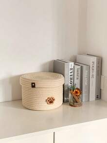 Handmade Apricot Color  Basket, Multifunctional Organizer For Pet Toys & Decorative Accessories, All-Season Dual-Use Set For Home & Pet Supplies - Beige - View 3