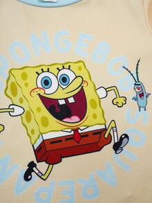 SpongeBob SquarePants | SHEIN 男婴可爱卡通印花睡衣 - - 黃色 - 查看 4