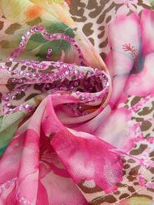 ROMWE Y2K性感露背上衣，粉色水钻装饰，海岛度假复古风 - 粉色 - 查看 3