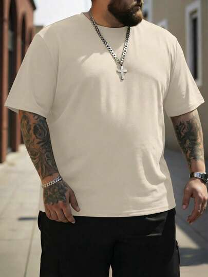 ResortEase Men's Plus Size 100% Cotton T-Shirt: Breathable, Oversized, And Comfortable