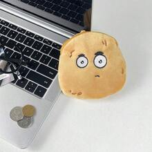 Joivida 1个可爱笑脸黄色土豆零钱包，卡通阳光土豆毛绒收纳袋，钥匙扣小包，卡哇伊包包挂饰 - 卡其色 - 查看 11