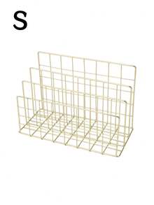 1/2 Set Modern Metal Bookcase With Three Storage Baskets, Simple Iron Desk Organizer, Desk Storage Rack, Bookshelf Storage Unit, Multi-Functional Magazine And Newspaper Holder, Suitable For Home Office Storage And Decoration - Multicolor - View 7