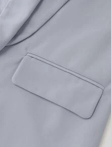 Lumivelle Áo blazer nữ mùa xuân/thu kiểu dáng công sở tối giản, màu trơn, cổ shawl, nhẹ, thích hợp đi làm. - Màu xanh bụi bặm - Xem 3