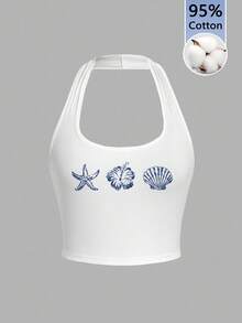 Veykashi 95%纯棉女士休闲紧身露背吊带背心，适合夏季穿着 - 彩色 - 查看 1