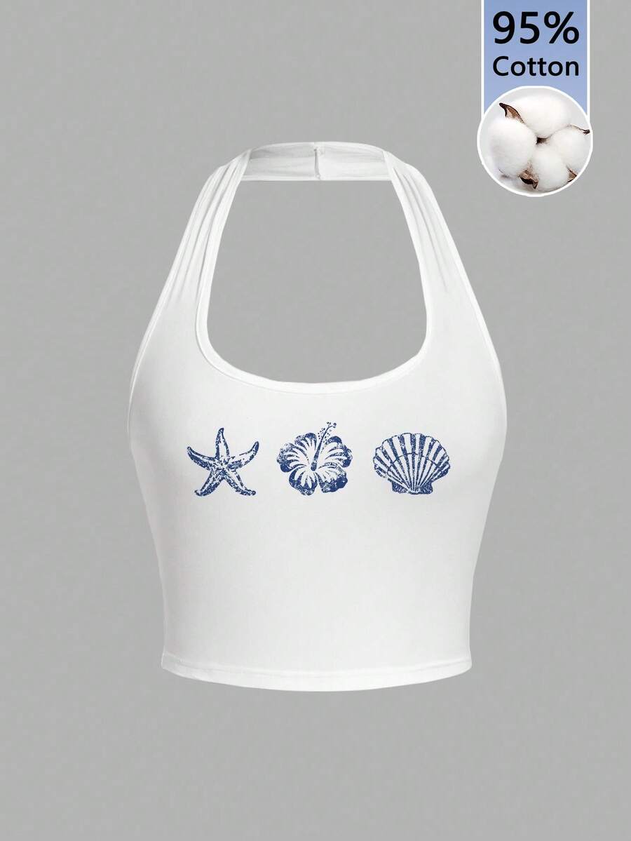 Veykashi 95%纯棉女士休闲紧身露背吊带背心，适合夏季穿着 - 彩色 - 查看 1