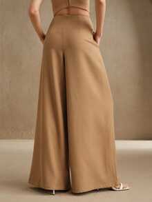 Anewsta Women's Spring Fashionable High-Waisted Pleated Wide-Leg Loose Draping Suit Pants - Khaki - View 2