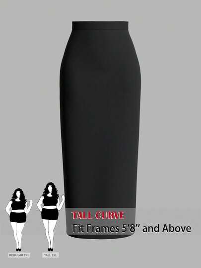 SHEIN Tall CURVE Váy maxi dài màu trơn dành cho nữ cỡ lớn, kiểu dáng thường ngày.
