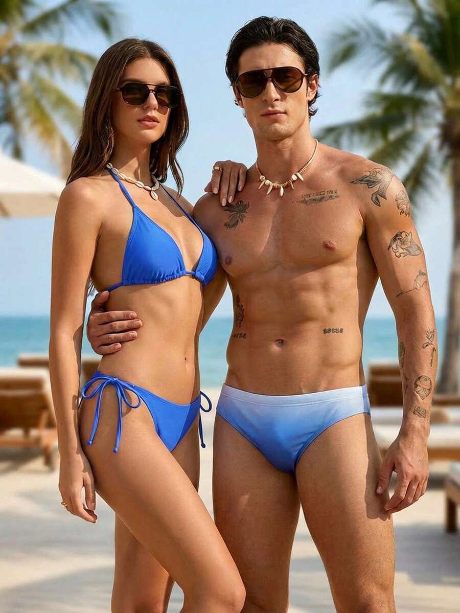 Surfspeed 男士渐变色休闲三角泳裤,夏季 - 彩色 - 查看 1