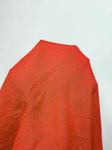 SHEIN Swim Curve Plus Size Solid Color Wrap Tie Knot Short Sheer Shorts Coverup - Orange - View 4