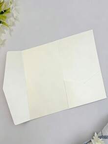 Bộ 25/50 phong bì thiệp mời cưới gấp ba có túi đựng, bộ thiệp mời gấp ba bằng giấy cứng đơn giản, trang nhã, có thể tự thiết kế, phù hợp cho lễ đính hôn, tiệc cưới, Giáng sinh và các dịp lễ hội, tiệc tùng, kỷ niệm, thiệp cảm ơn. - Màu be - Xem 8