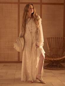 MOTF STUDIO ALL OVER PRINT RUFFLE TRIM DRESS - Apricot - View 5