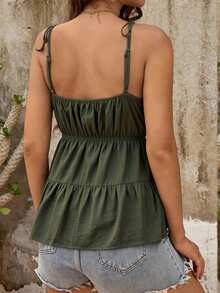 SHEIN Summer New Lace-Up Camisole Maternity Top - Army Green - View 3