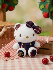 HELLO KITTY AND FRIENDS | Gatinha de Pelúcia - Vestindo Saia Xadrez Vermelha e Azul e Laço - Gatinha com Expressão Fofa e Design Exclusivo - Feita de Poliéster - Perfeita para Presentear Meninas, Amigas e Crianças em Aniversários, Dia de Ação de Graças, Páscoa e Festas - Decoração para Sofá e Cama - Multicolorido - Ver 3