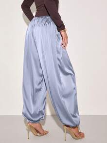COSMINA Elegante Damen-Pendlerhose in einfarbigem Laternenmuster - Babyblau - Übersicht 2