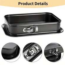 1PC Carbon Steel Non Stick Square Baking Tray-Non Stick Rectangular Baking Mold,Equipped With Detachable Chassis And Leak Proof Buckle,Suitable For Making Cheesecake,Bread,Cake Molds, Dessert Molds For Christmas,Birthdays,Weddings And Other Occasions - Multicolor - View 8
