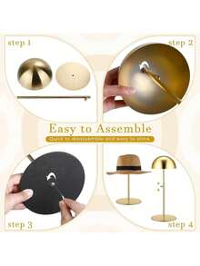 Adjustable Ironwork Hat Display Stand And Wig Holder For Stylish Storage Solutions At Home, Salons, And Shop Counters - Available In Elegant Gold, Sleek Black, And Classic Silver Finishes For - Multicolor - View 2