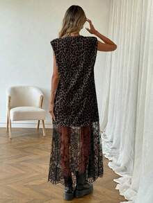 SHEIN LUNE 女士休闲纯色蕾丝拼接无袖长裙，适合日常穿着、通勤，时尚百搭，春夏皆宜。这款连衣裙适合春假和夏季穿着，款式多样，包括休闲长裙、外出连衣裙、夏日连衣裙等。黑色款适合日常穿着、通勤、夏季穿着等多种场合。 - 彩色 - 查看 2