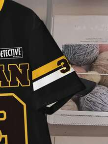 BATMAN X SHEIN Tween Boy Letter & Cartoon Print Color Block Round Neck Short Sleeve T-Shirt - White - View 5