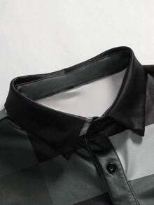 Calvornis 男士休闲短袖纽扣 Polo 衫 - 灰色 - 查看 5