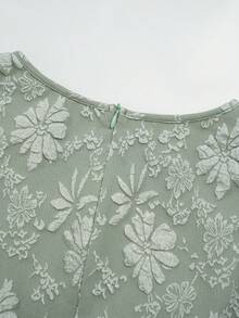 Ellevyn Women's Round Neck Jacquard Elegant Waist Fitted Mini Dress, Suitable For Dates And Parties - Mint Green - View 8