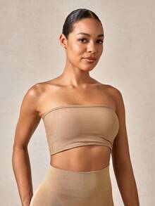 Chất rắn Đồ đan Ribbed Không dây Ống Không vòng thép - Cà phê nâu - Xem 6