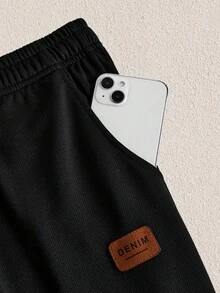 Mercer Haus 男士字母補丁細節腰部抽繩衛褲 - 黑色 - 查看 4