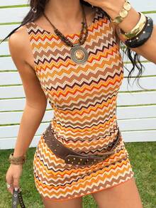 SHEIN EZwear Đầm ôm sát dệt kim dành cho nữ - trái cam - Xem 8