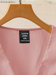 GlowEve CURVE 女士甜美法式短袖V领荷叶边下摆系带无袖上衣，春夏款 - 粉色 - 查看 3