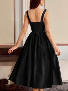 Vintamour Vintage elegantes Damenkleid mit Taschen, Bustier-Kleid mit Herzausschnitt, plissiert, Lässig Urlaubsparty-Kleid, Sommerkleid für Damen, Sommerurlaubs-Outfit, Frühlingsoutfit für Damen, Frühlingskleid für Damen, Frühlingsbreak-Outfit, Valentinstag, Valentinstagkleid, elegante Kleider für Partys, Kleider für Damen, elegante Partykleider, Partyoutfit, Hochzeitsgast-Kleid für Damen, Hochzeitsparty-Kleid, elegante Kleider für Damen, elegantes langes Kleid - Schwarz - Übersicht 8
