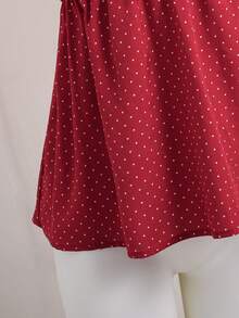 SHEIN Camisa informal de lunares para adolescentes, verano - Rojo - Ver 5