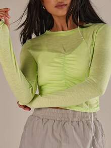 Athîral Áo len dài tay dáng suông nữ, màu xanh lá cây. - màu xanh lá - Xem 1