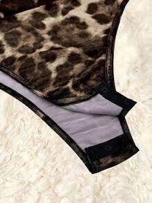 Trelyra Women's Fashionable Leopard Print Mesh Sleeveless Bodysuit - Multicolor - View 5