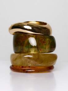 MUSERA Abstract Shape Multi Colour Gold 4 Piece Bangle Multipack Spring Summer Beach Festival Vacation Cute Daily - Multicolor - View 3