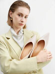 CUCCOO BIZCHIC Women's Pointed Toe Low Heel Classic Simple Basic Commute Work Party Pumps - Beige - View 10