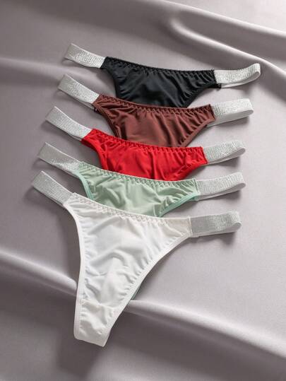 EmpressEnvy 5件套性感水钻弹力腰冰丝低腰T恤