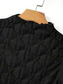 Franclia Áo vest cổ đứng dệt kim co giãn, hơi xuyên thấu, màu trơn, chất liệu jacquard. - màu đen - Xem 5
