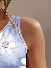 Floral Print V-Neck Sleeveless Camisole, Fashionable For Summer Vacation & Dates - Multicolor - View 3
