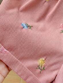 SHEIN Quần short dệt phối màu tương phản dành cho bé gái - Hồng - Xem 8