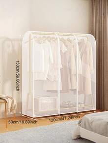 Clothes Storage Dust Cover Clear Garment Rack Cover With Zippers Cover Clothes Rack Cover Big Cover Donkey Cover, Transparent Plastic For Clothes Rack - Translucent - View 5
